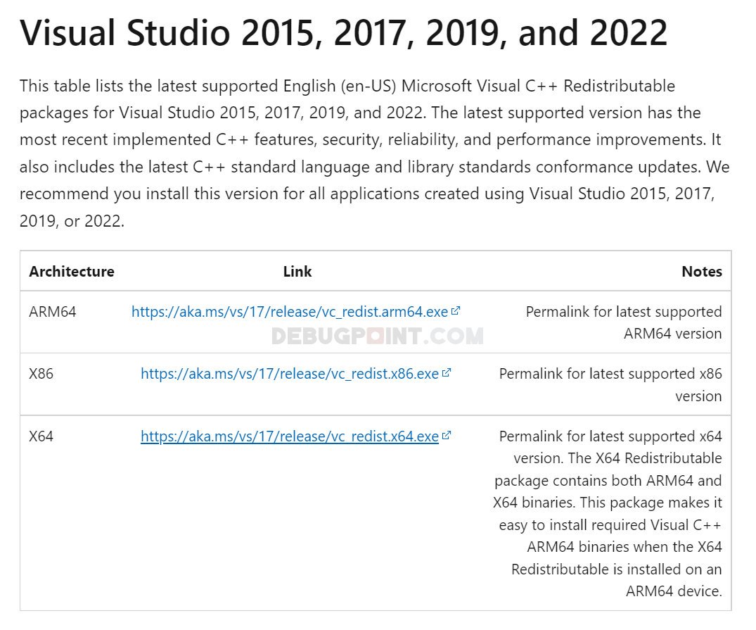 Microsoft visual c++ 2019 redistributable package x64